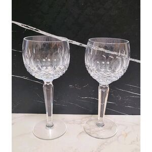 Waterford Crystal Colleen Short Stem 7.5” Hock Wine Glasses, set of 2 *Flaw